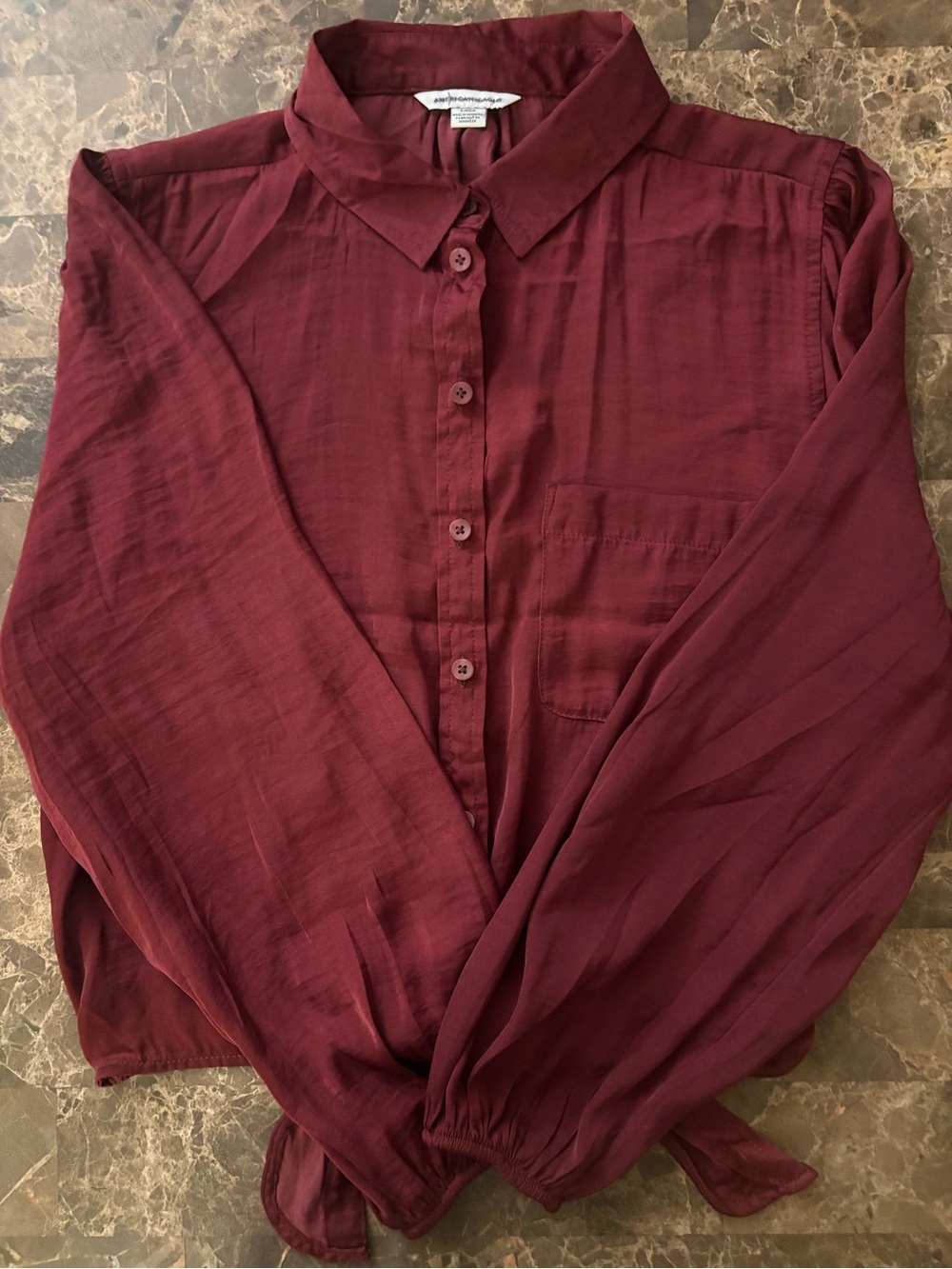 American Eagle Outfitters Women's Button-Down Shirt in Maroon